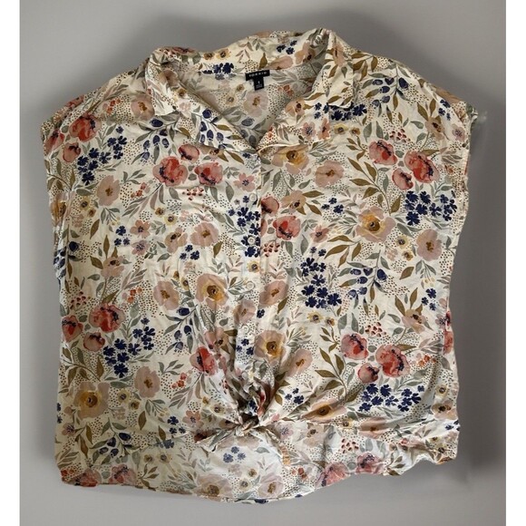 Torrid  Floral Challis Tie Front Blouse Sleeveless Button Front Size Torrid 1=XL - Picture 1 of 9